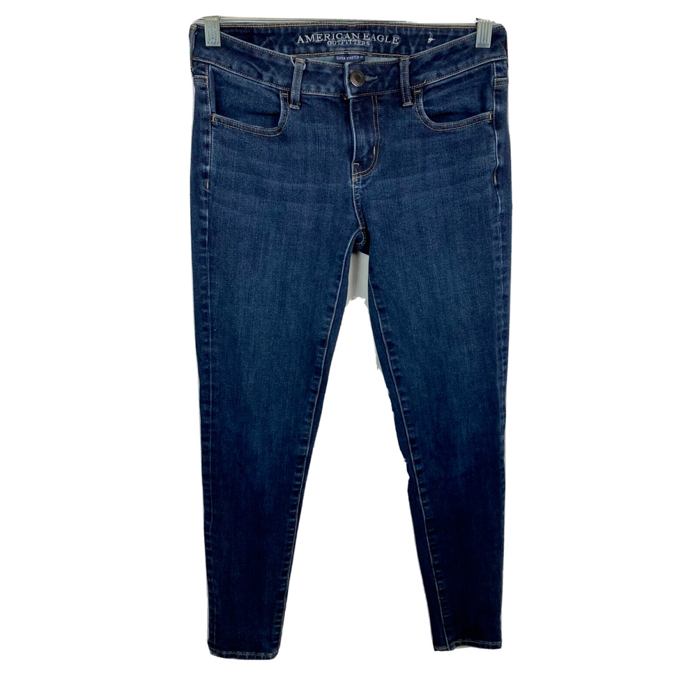 American Eagle Jeans Womens‎ Sz 4S Short  Dark Blue Denim Super Stretch Skinny